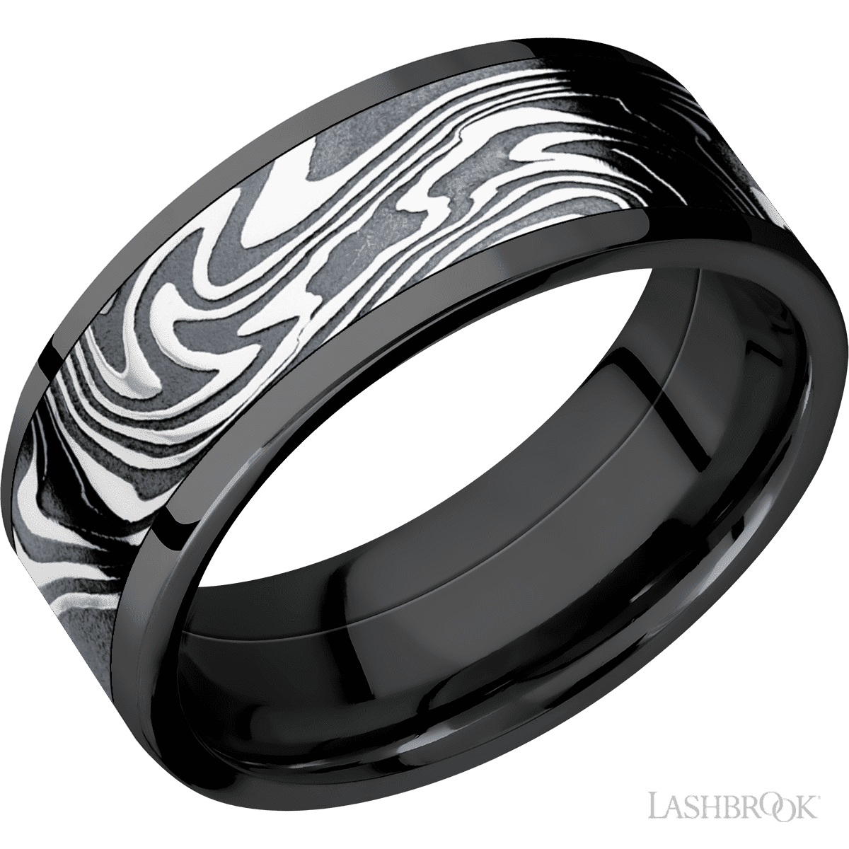 Lashbrook Wedding Band For Him with Polish Finish and Kinetic Inlay - Diamonds By Rothschild