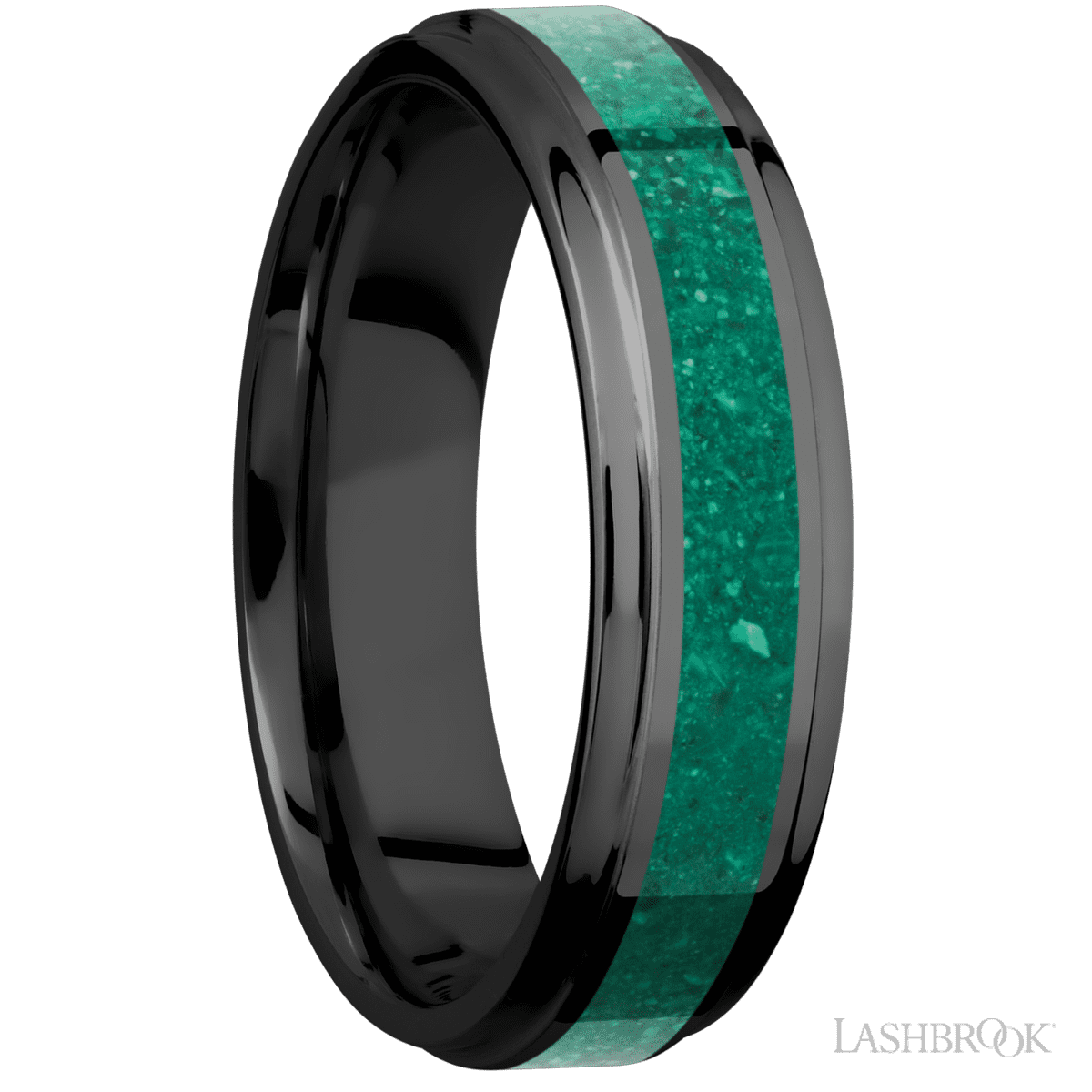 Lashbrook Wedding Band For Him With Polish Finish and Malachite Inlay - Diamonds By Rothschild