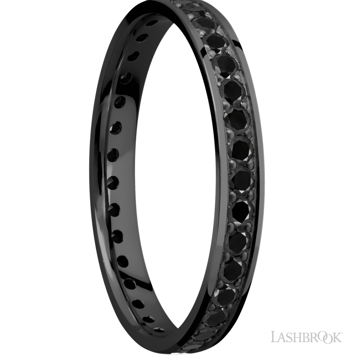 Lashbrook Wedding Band For Him With Polish Finish & Beaded Diamonds - Diamonds By Rothschild