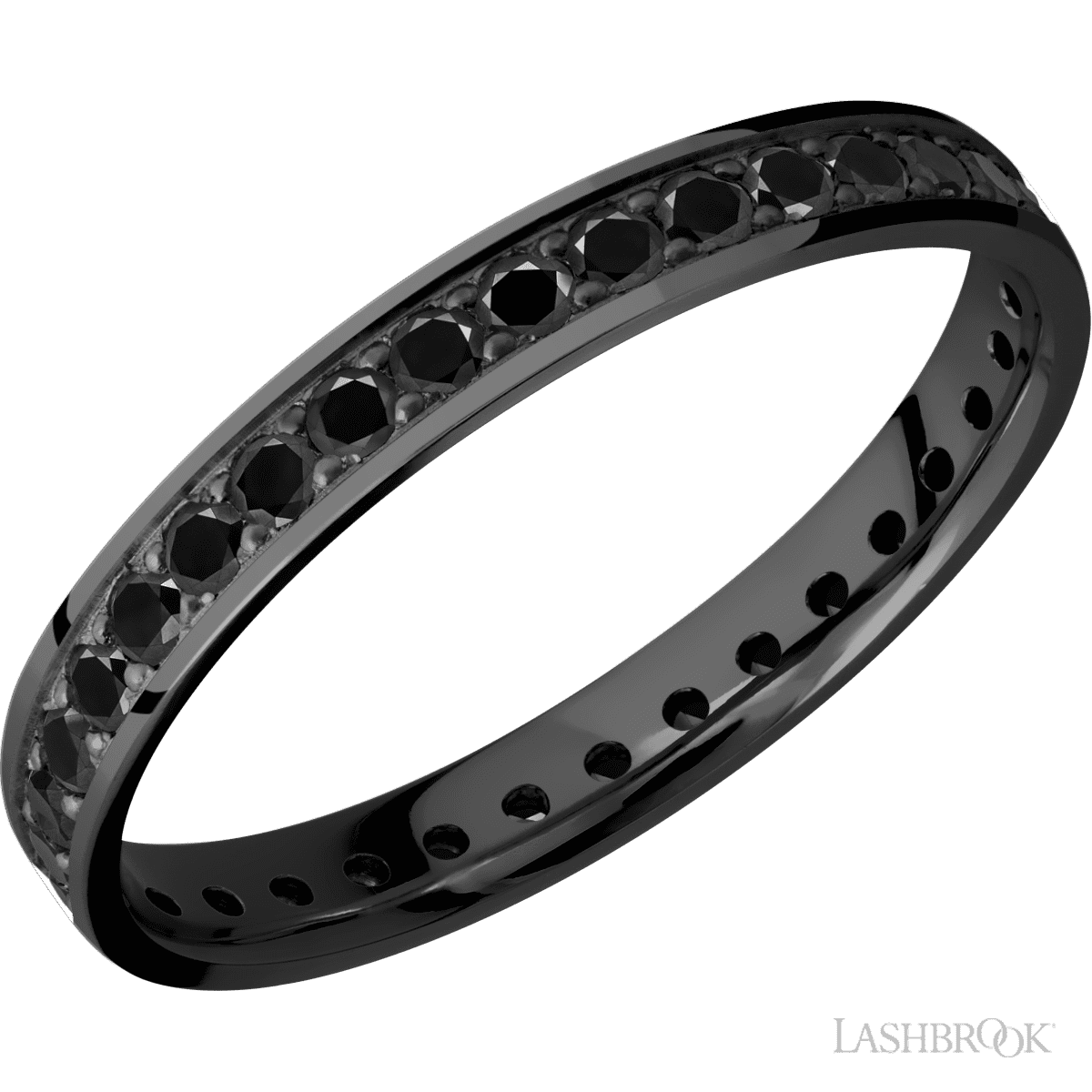 Lashbrook Wedding Band For Him With Polish Finish & Beaded Diamonds - Diamonds By Rothschild