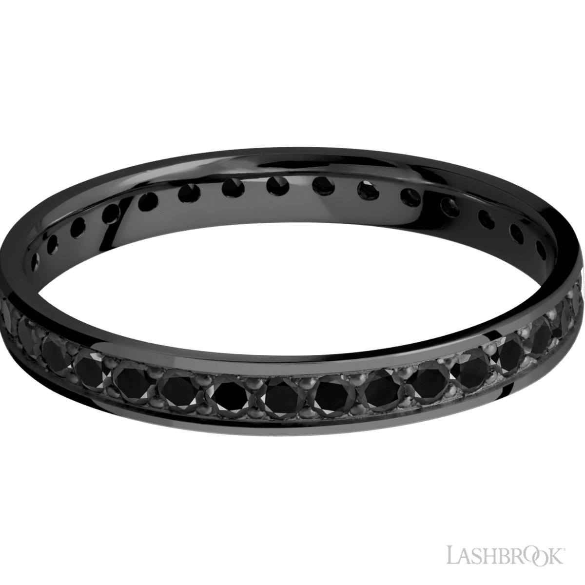 Lashbrook Wedding Band For Him With Polish Finish & Beaded Diamonds - Diamonds By Rothschild