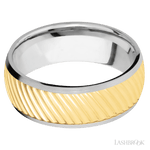 Lashbrook White Gold Male Wedding Band With Yellow Gold Ripple Pattern - Diamonds By Rothschild