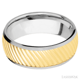 Lashbrook White Gold Male Wedding Band With Yellow Gold Ripple Pattern - Diamonds By Rothschild