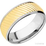 Lashbrook White Gold Male Wedding Band With Yellow Gold Ripple Pattern - Diamonds By Rothschild
