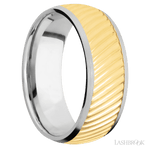 Lashbrook White Gold Male Wedding Band With Yellow Gold Ripple Pattern - Diamonds By Rothschild