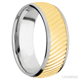 Lashbrook White Gold Male Wedding Band With Yellow Gold Ripple Pattern - Diamonds By Rothschild
