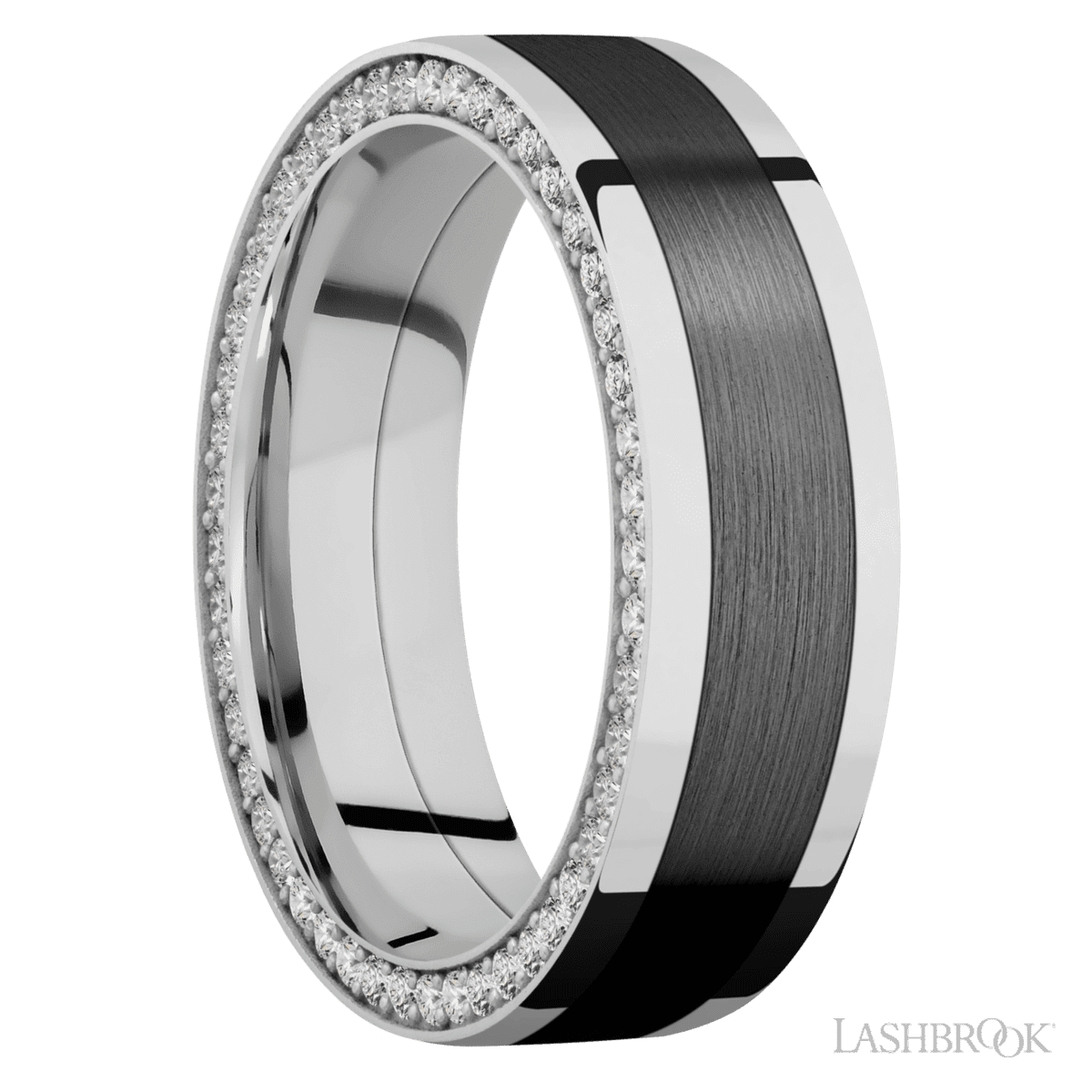 Lashbrook White Gold Male Wedding Ring With Side Beaded Diamonds - Diamonds By Rothschild