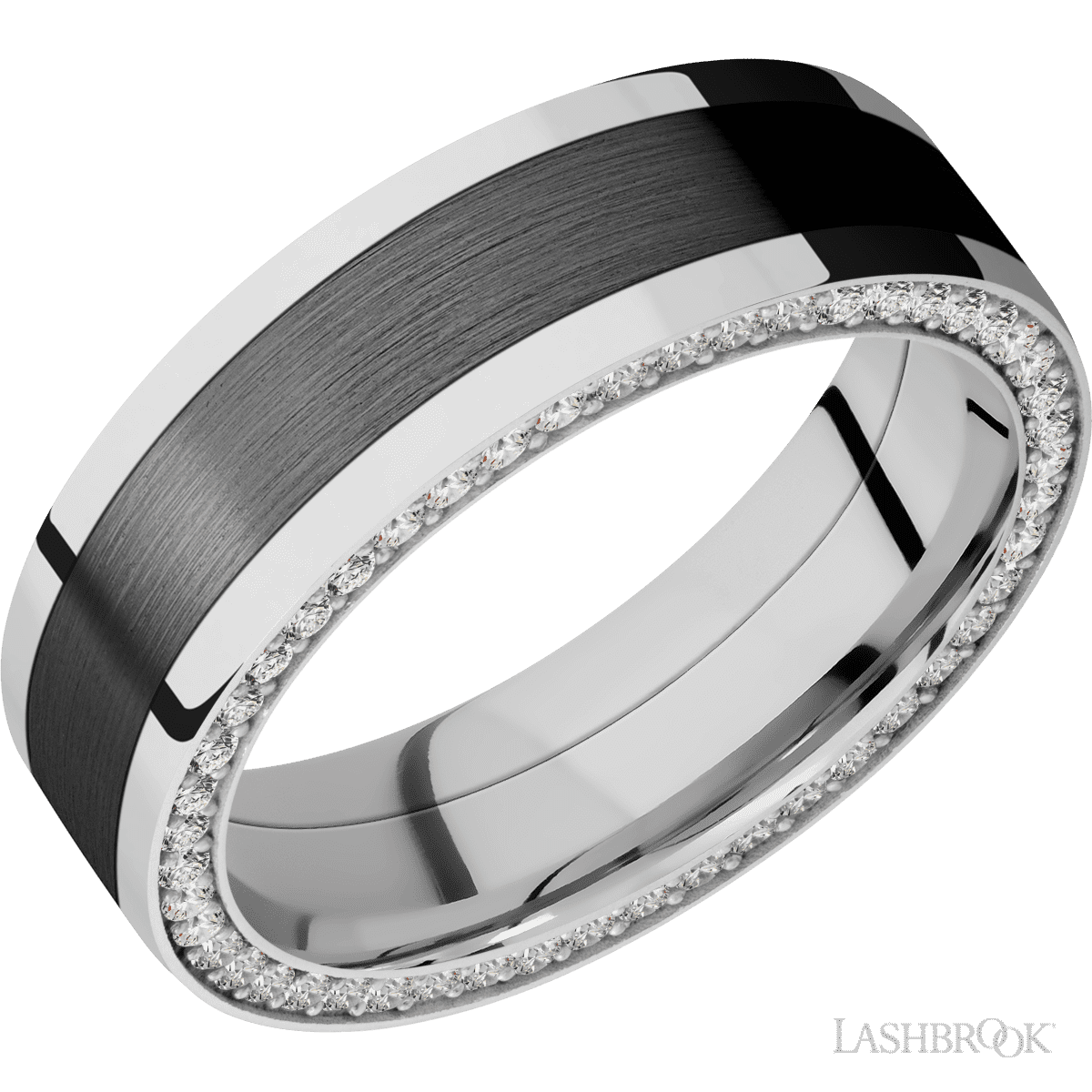 Lashbrook White Gold Male Wedding Ring With Side Beaded Diamonds - Diamonds By Rothschild
