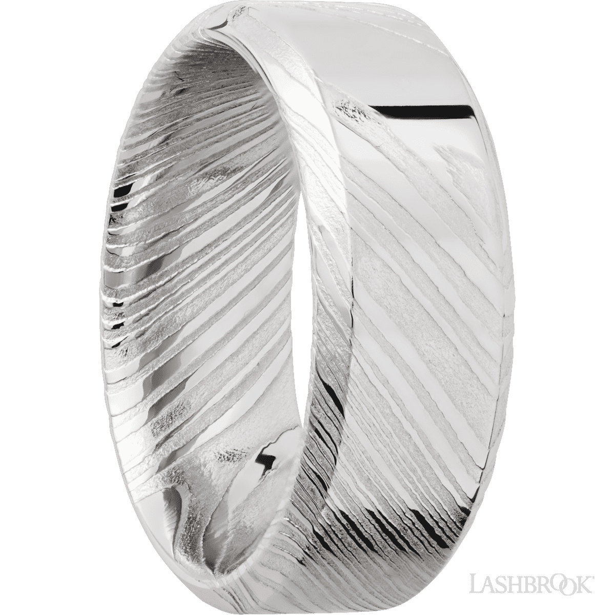 Lashbrook Woodgrain Wedding Band For Him With Polish Finish - Diamonds By Rothschild