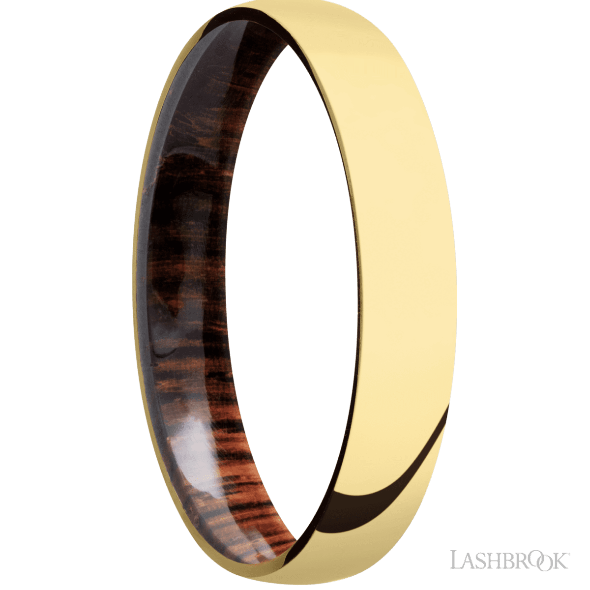 Lashbrook Yellow Gold Male Marriage Band with Polish Finish & Cocobolo - Diamonds By Rothschild