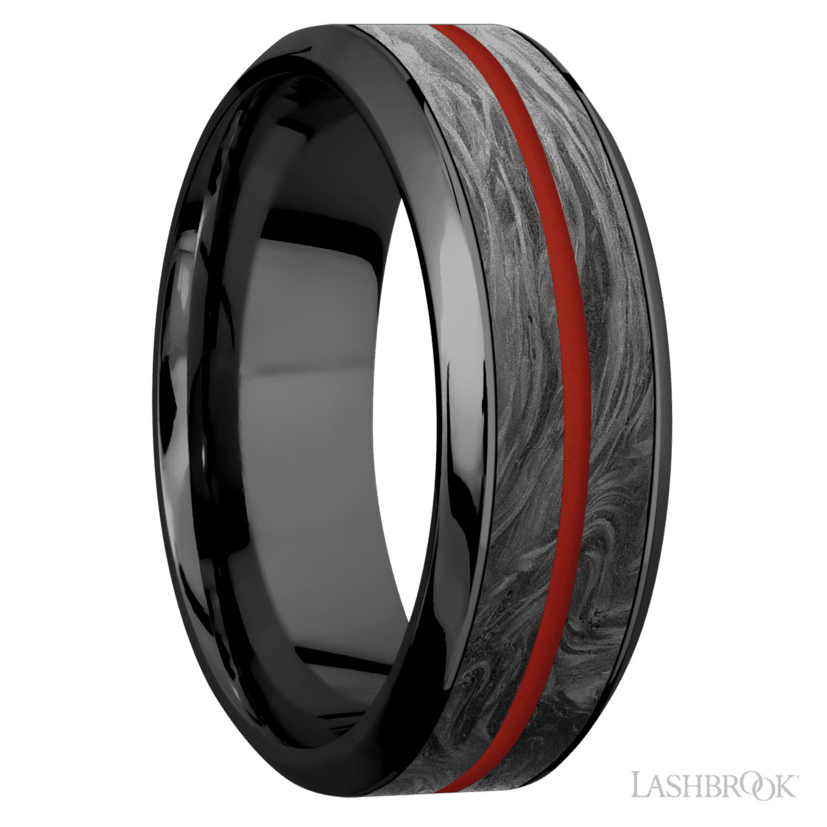 Lashbrook Zirconium Black Male Wedding Ring with Polish Finish - Diamonds By Rothschild