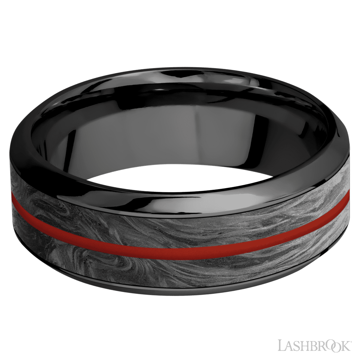 Lashbrook Zirconium Black Male Wedding Ring with Polish Finish - Diamonds By Rothschild