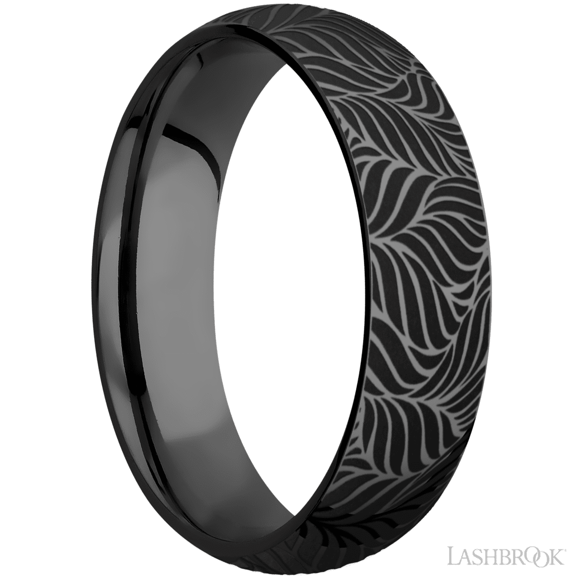 Lashbrook Zirconium Male Marriage Band With Twisted Leaf Pattern - Diamonds By Rothschild