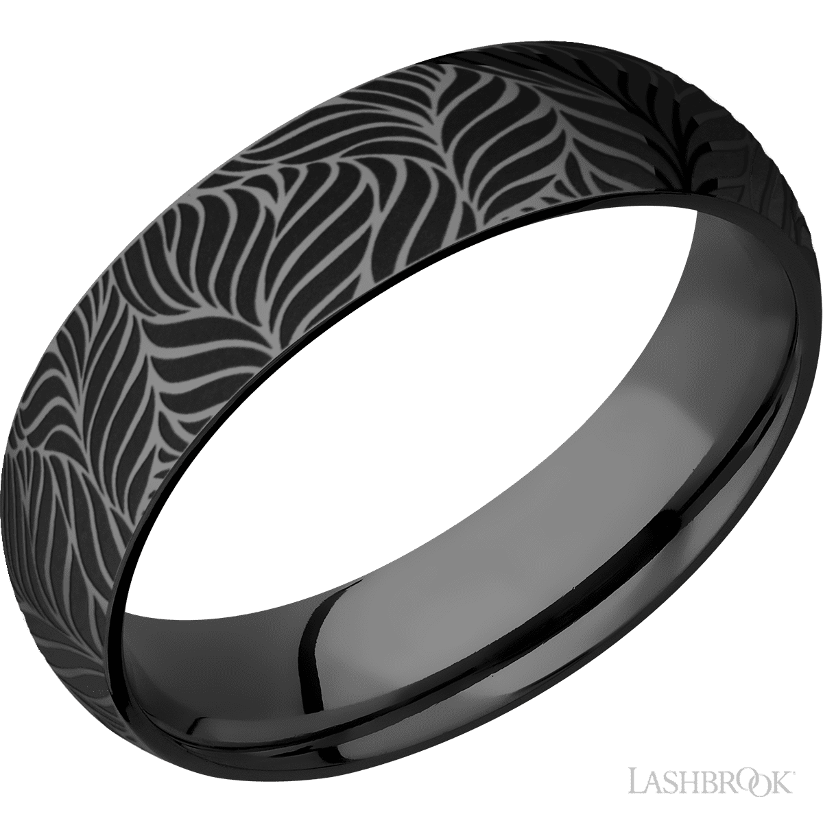 Lashbrook Zirconium Male Marriage Band With Twisted Leaf Pattern - Diamonds By Rothschild