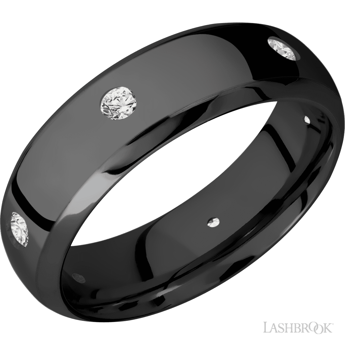 Lashbrook Zirconium Male Wedding Band with Diamond Inlay - Diamonds By Rothschild