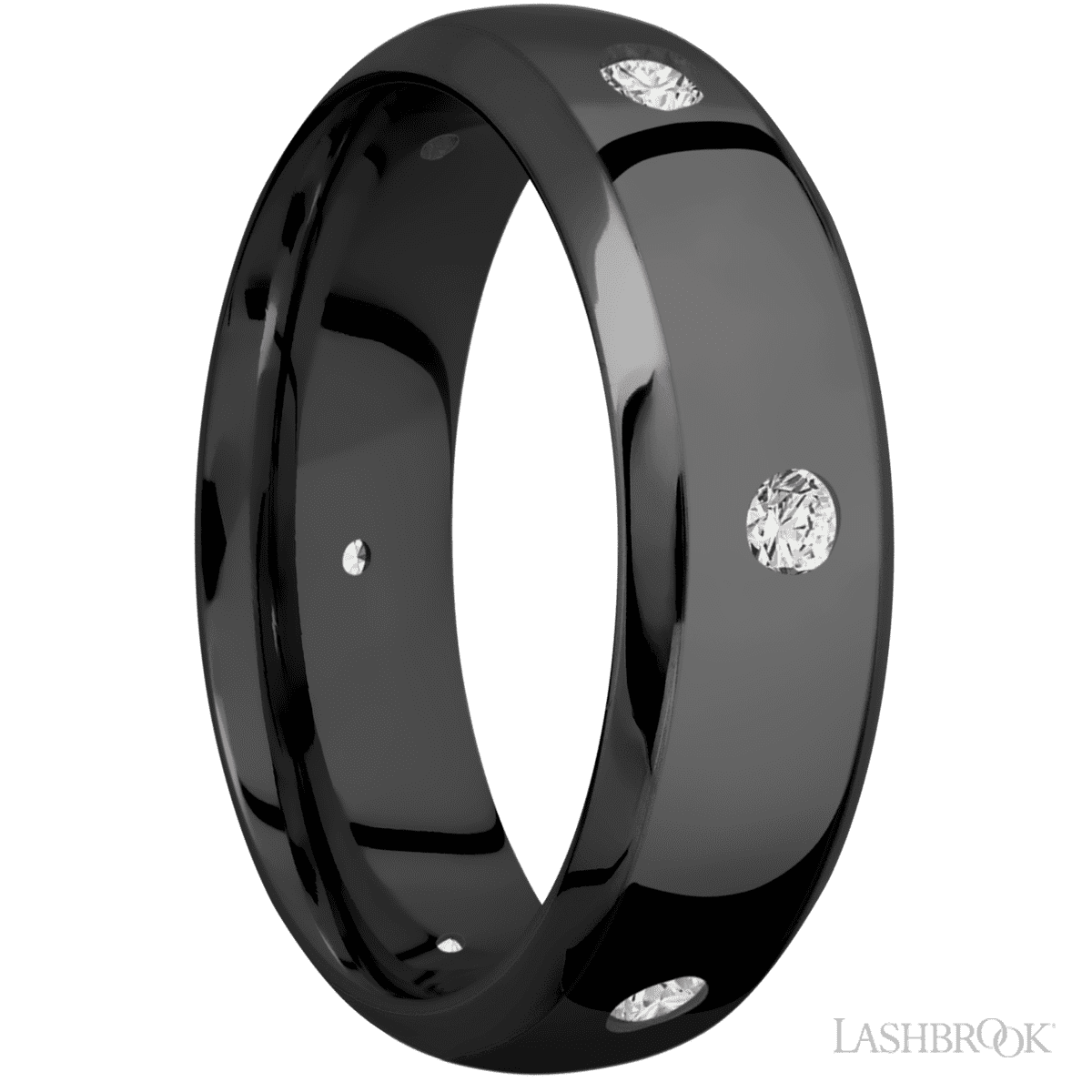 Lashbrook Zirconium Male Wedding Band with Diamond Inlay - Diamonds By Rothschild