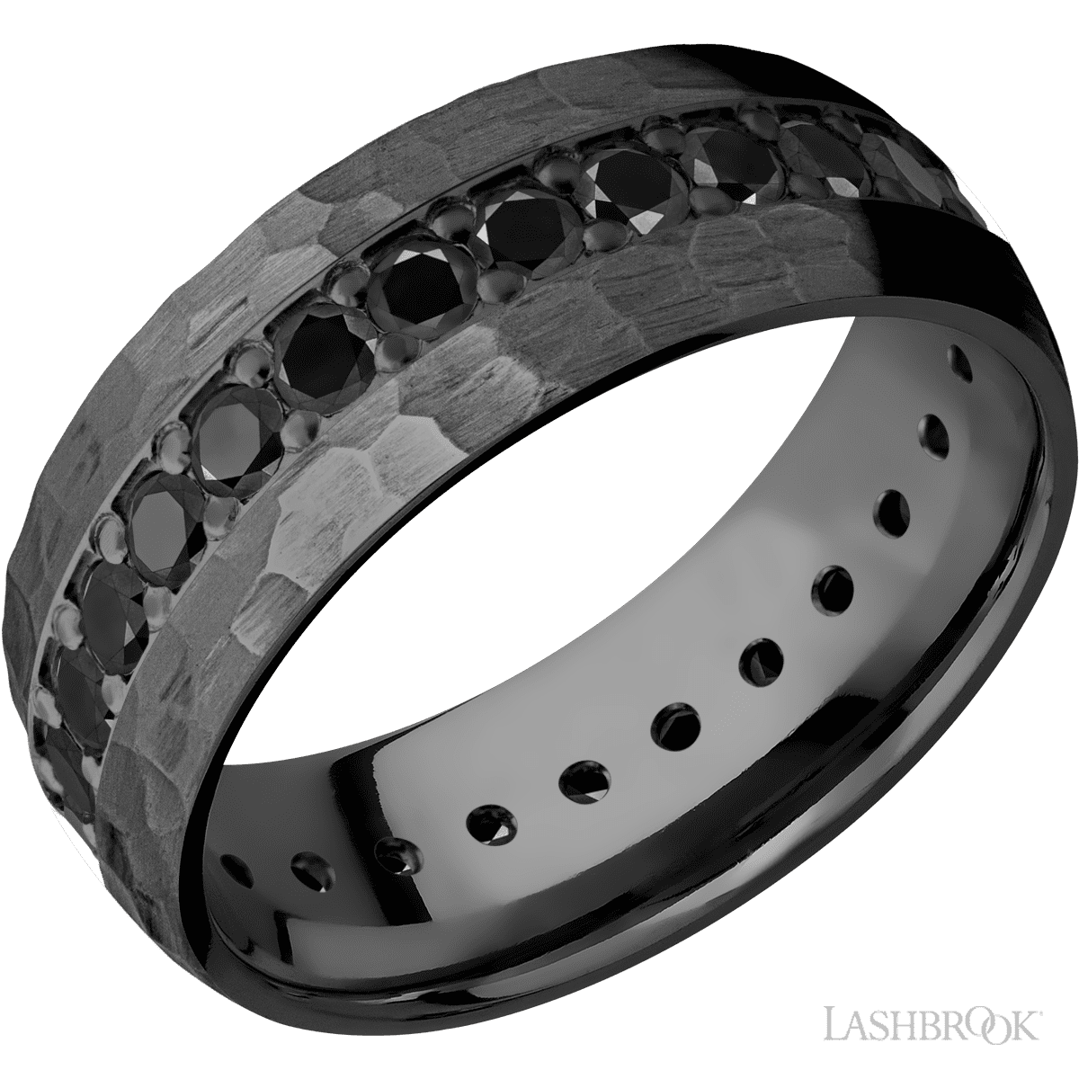 Lashbrook Zirconium Male Wedding Ring with Beaded Hammer Finish - Diamonds By Rothschild