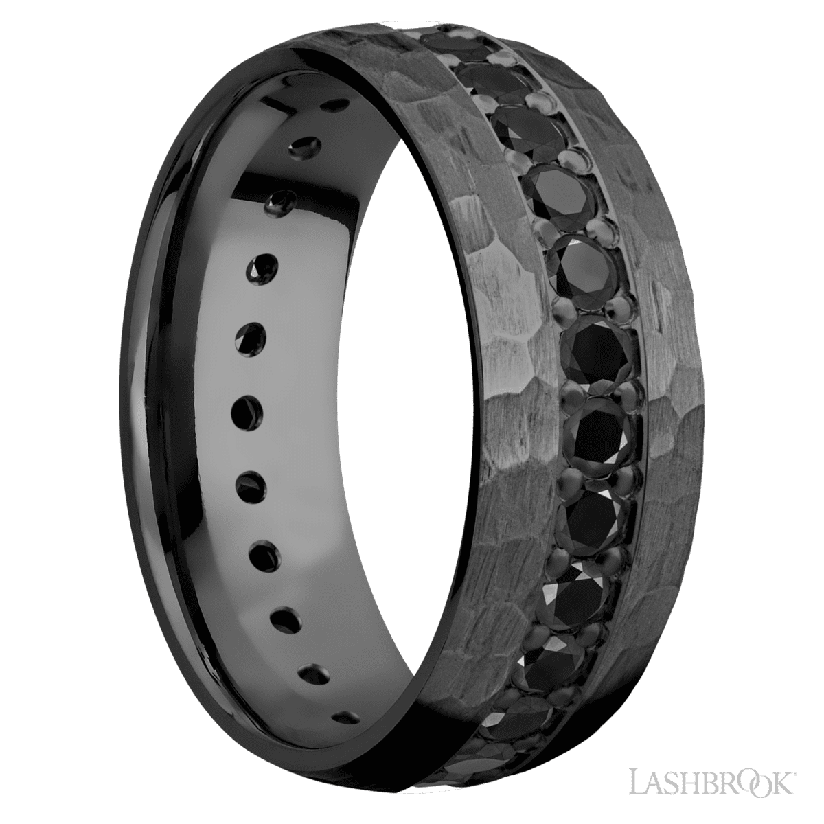Lashbrook Zirconium Male Wedding Ring with Beaded Hammer Finish - Diamonds By Rothschild