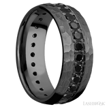 Lashbrook Zirconium Male Wedding Ring with Beaded Hammer Finish - Diamonds By Rothschild