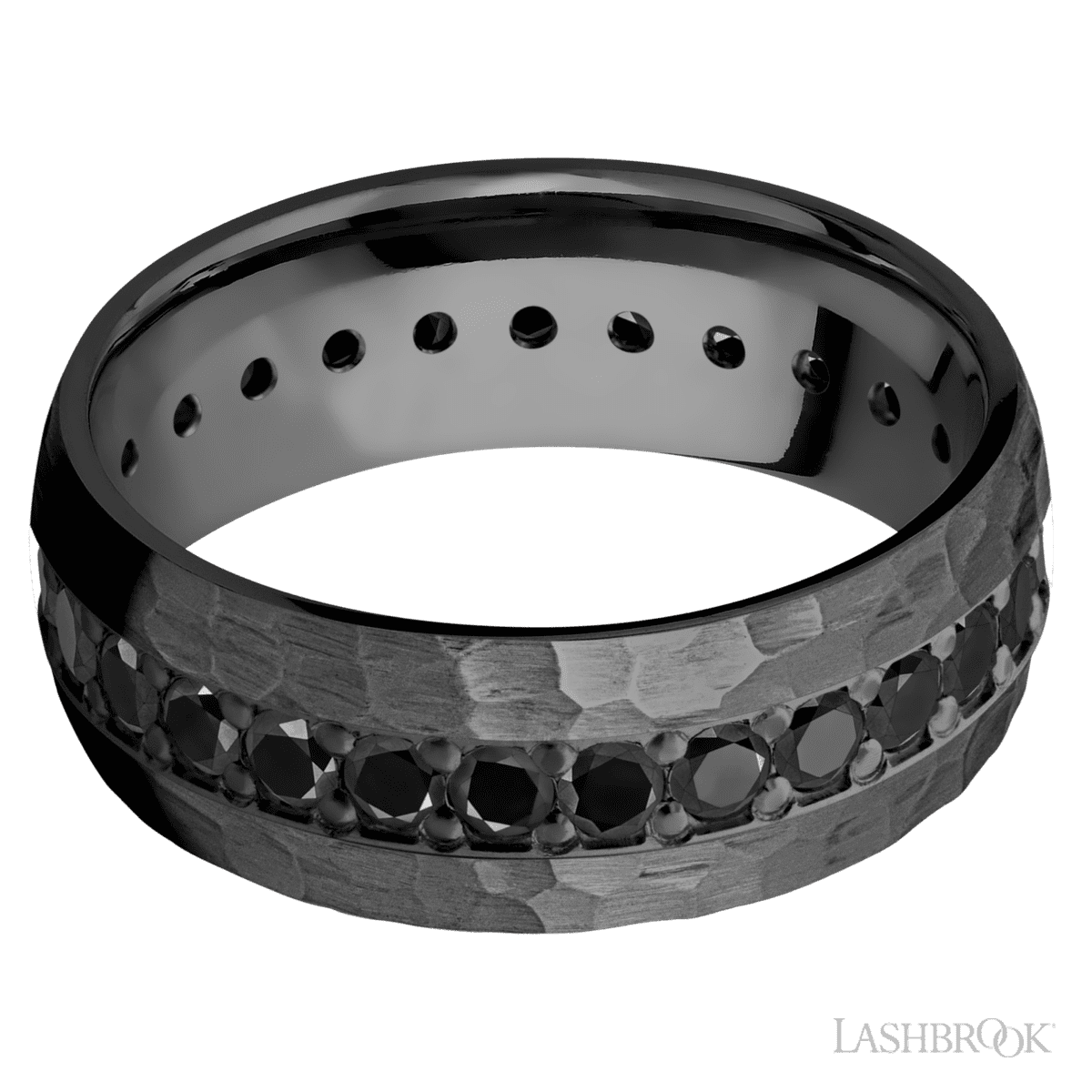 Lashbrook Zirconium Male Wedding Ring with Beaded Hammer Finish - Diamonds By Rothschild