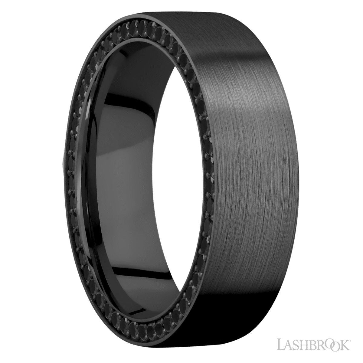 Lashbrook Zirconium Male Wedding Ring with Beaded Satin Finish - Diamonds By Rothschild