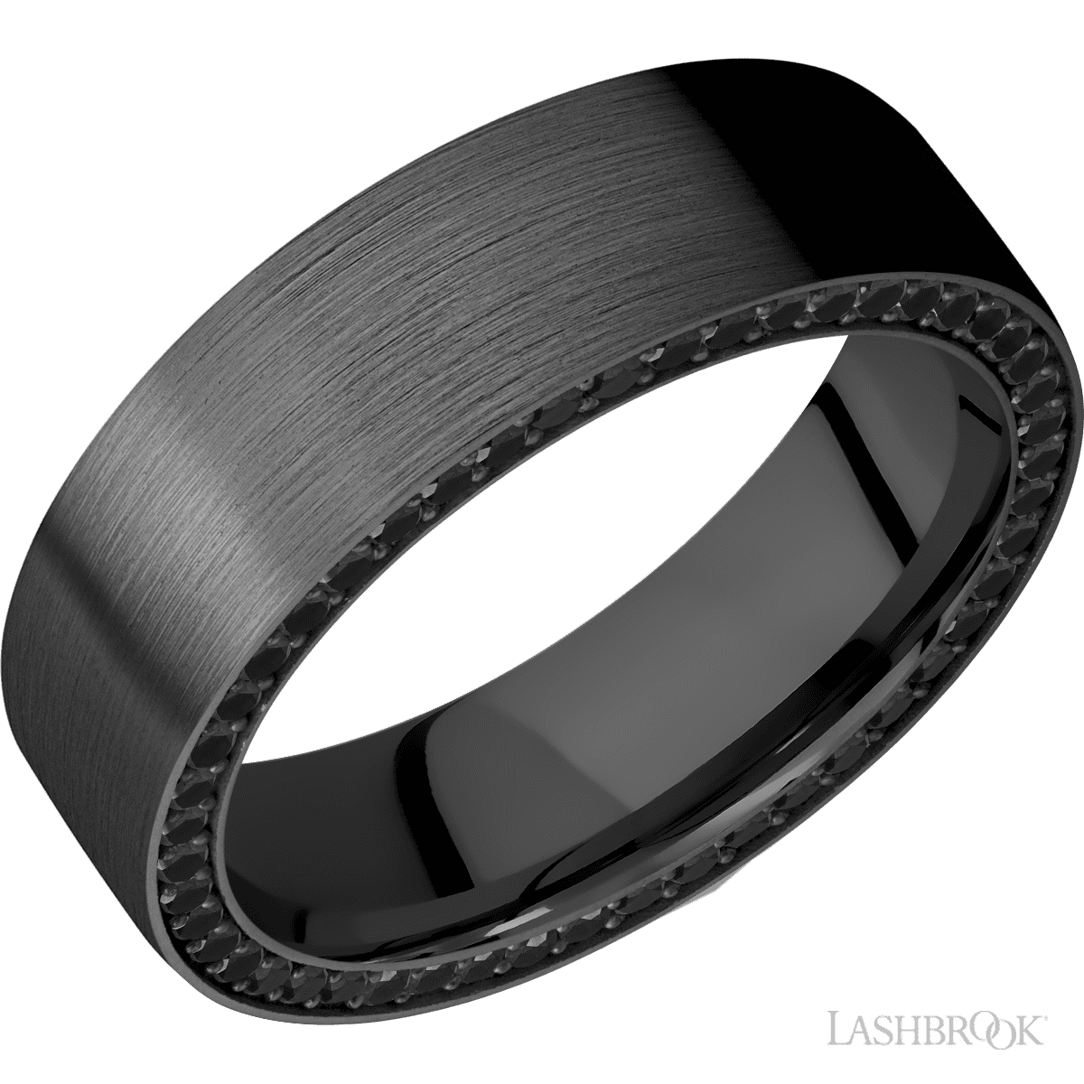 Lashbrook Zirconium Male Wedding Ring with Beaded Satin Finish - Diamonds By Rothschild