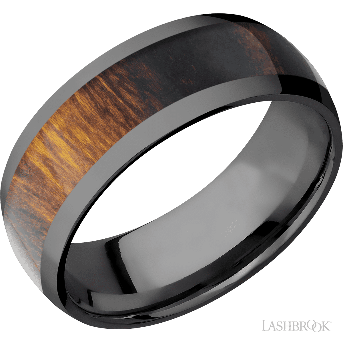 Lashbrook Zirconium Men's Marriage Band with Desert Iron Wood Inlay - Diamonds By Rothschild