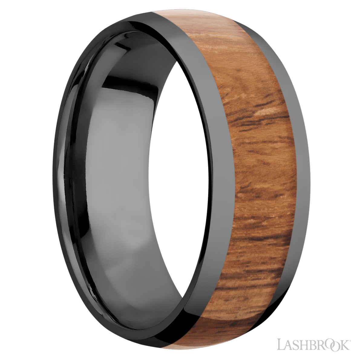 Lashbrook Zirconium Men's Marriage Band with Desert Iron Wood Inlay - Diamonds By Rothschild