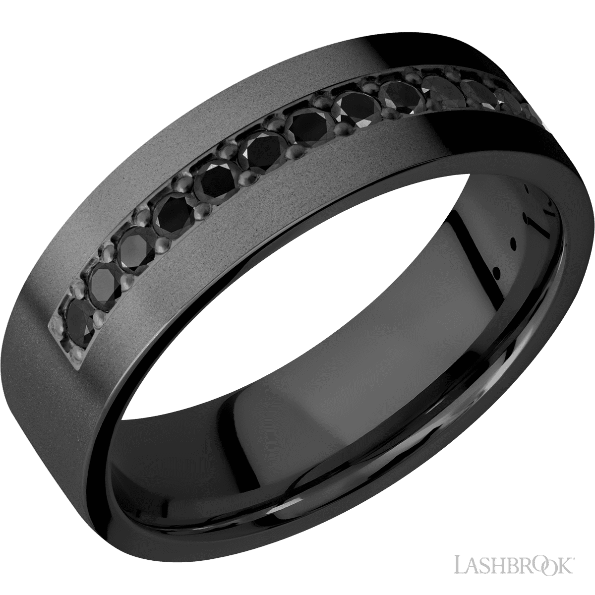 Lashbrook Zirconium Men's Marriage Band with Diamond Bead Finish - Diamonds By Rothschild