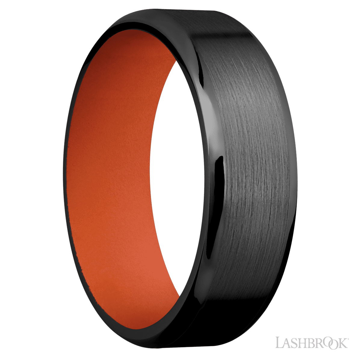 Lashbrook Zirconium Men's Wedding Ring with Satin and Hunter Orange - Diamonds By Rothschild