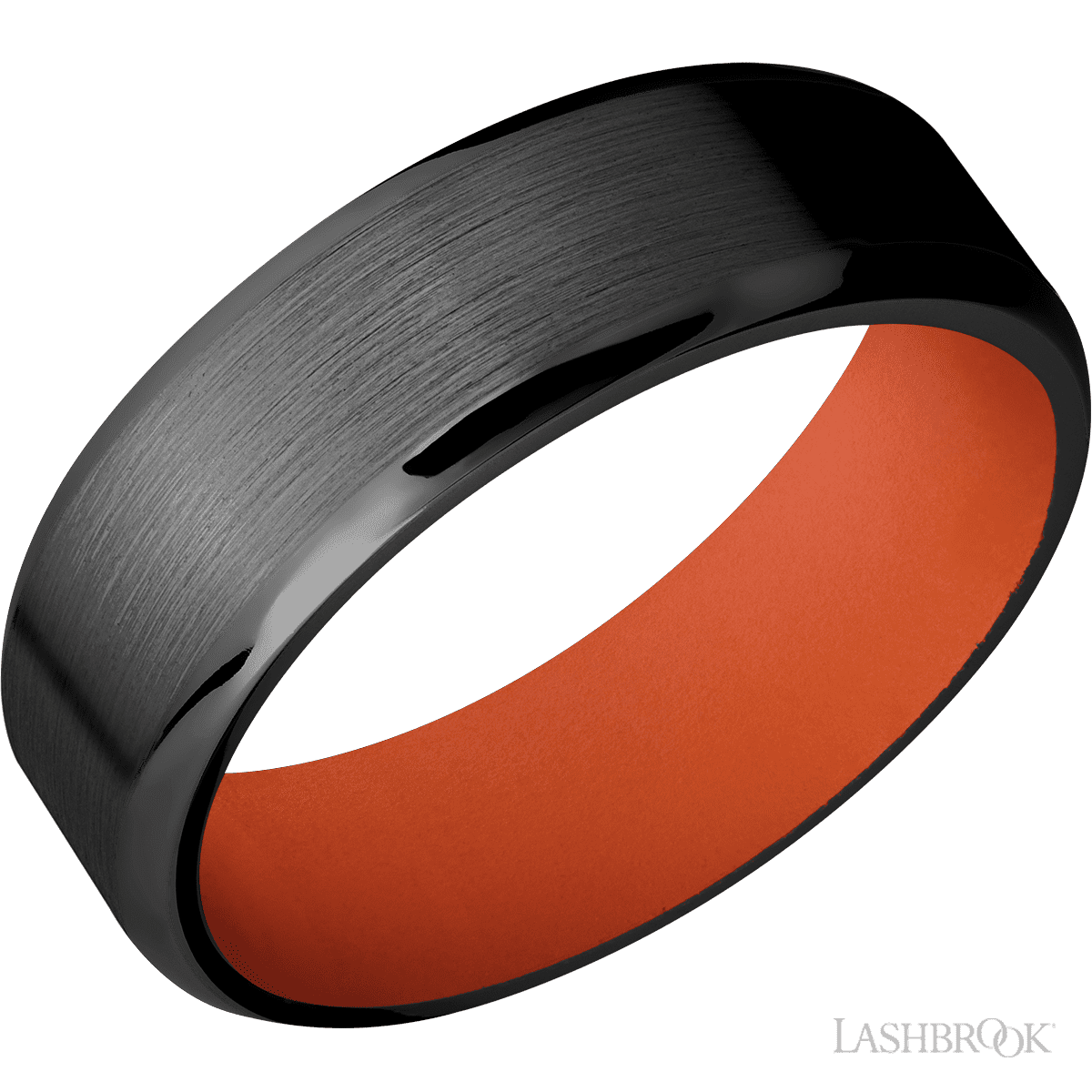 Lashbrook Zirconium Men's Wedding Ring with Satin and Hunter Orange - Diamonds By Rothschild