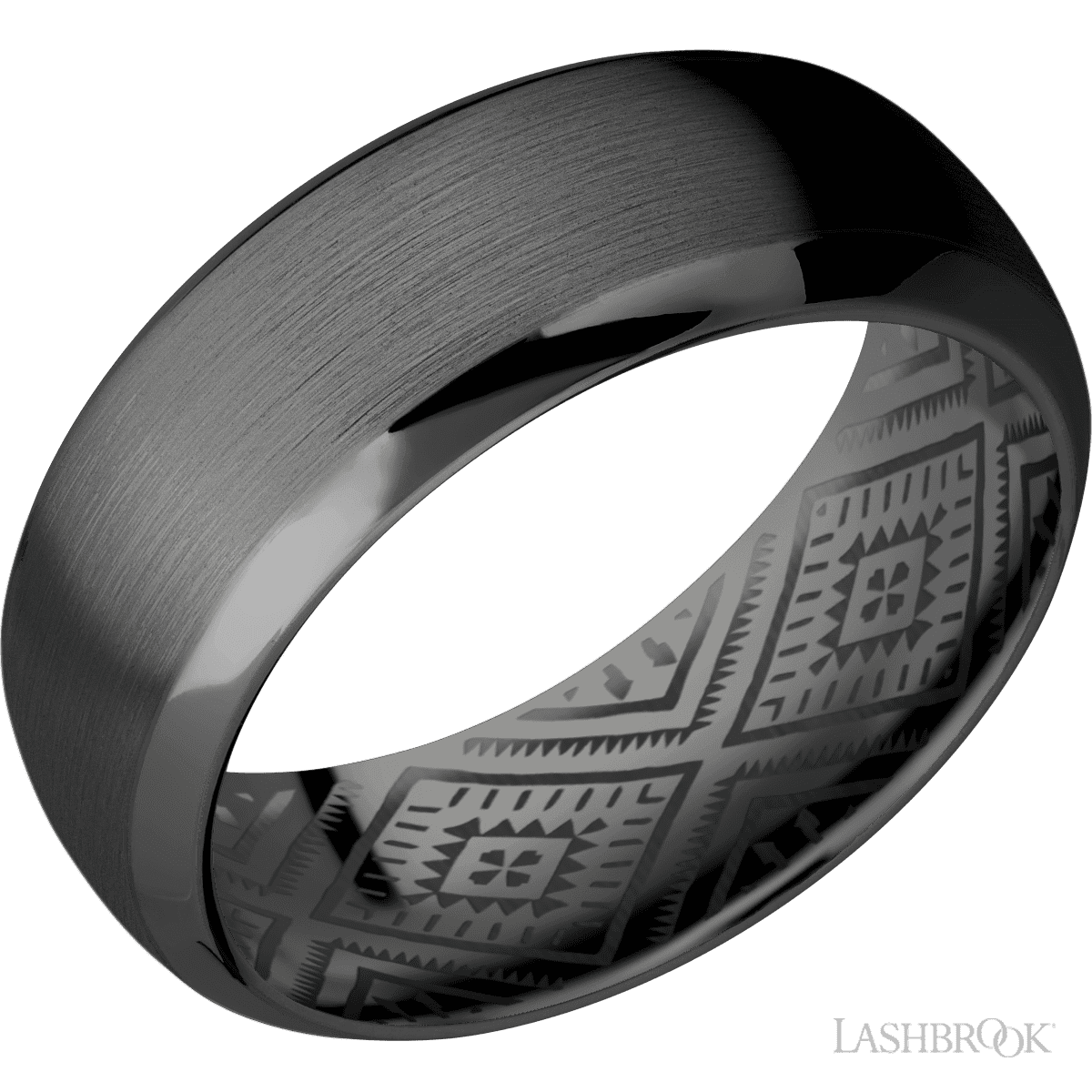 Lashbrook Zirconium Wedding Band For Him with Satin, Polish Finish - Diamonds By Rothschild