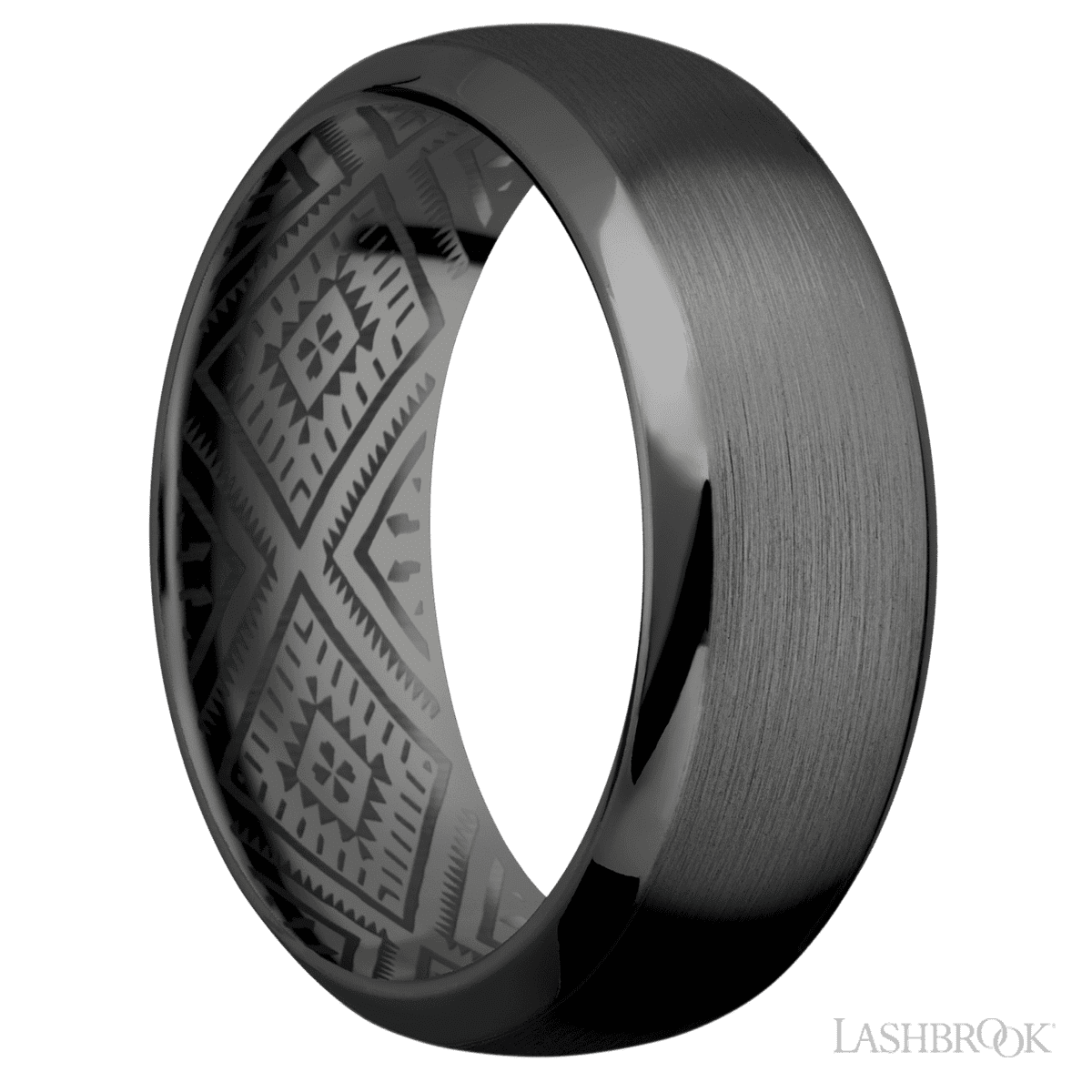 Lashbrook Zirconium Wedding Band For Him with Satin, Polish Finish - Diamonds By Rothschild