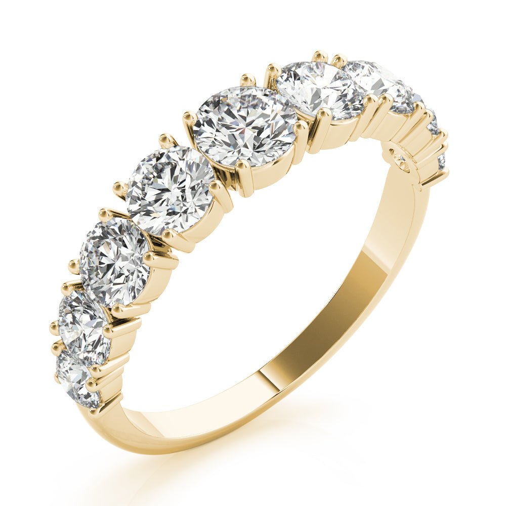 Luxurious 9 Stone Round Prong - Set Diamond Wedding Band - Diamonds By Rothschild