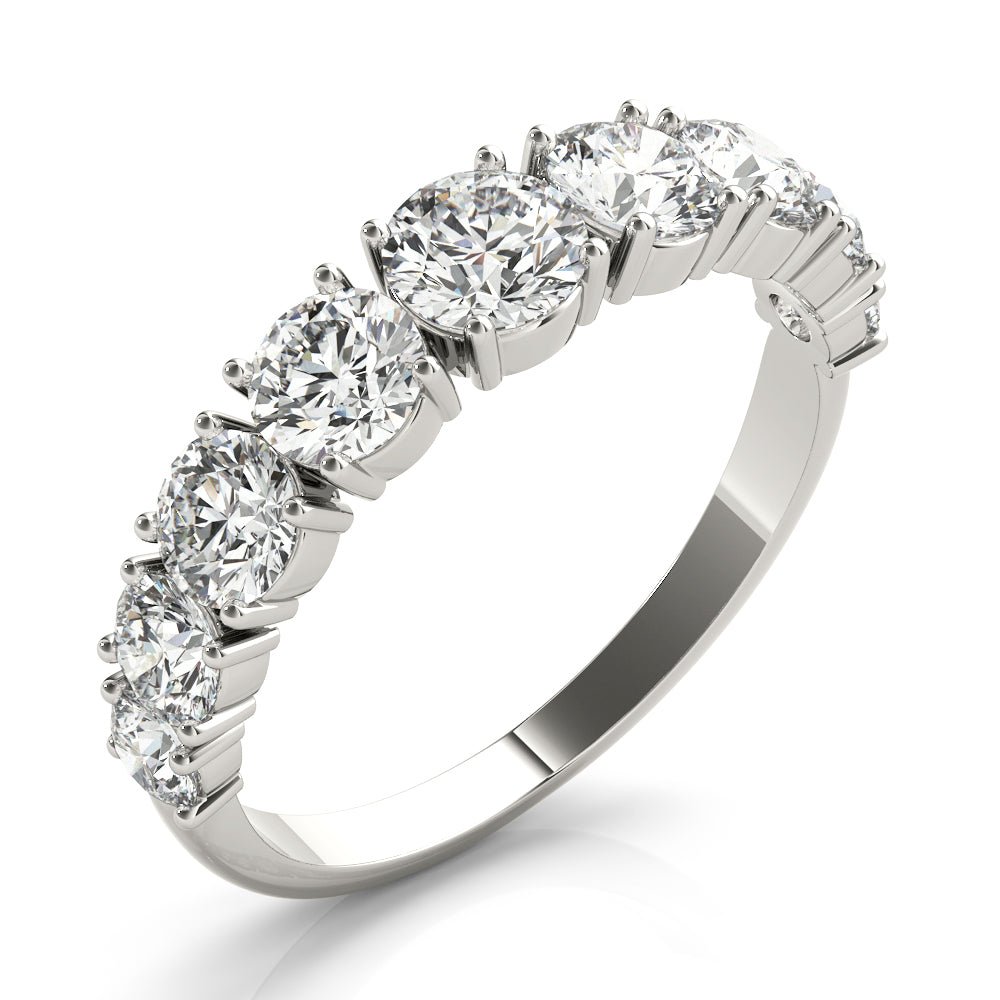 Luxurious 9 Stone Round Prong - Set Diamond Wedding Band - Diamonds By Rothschild
