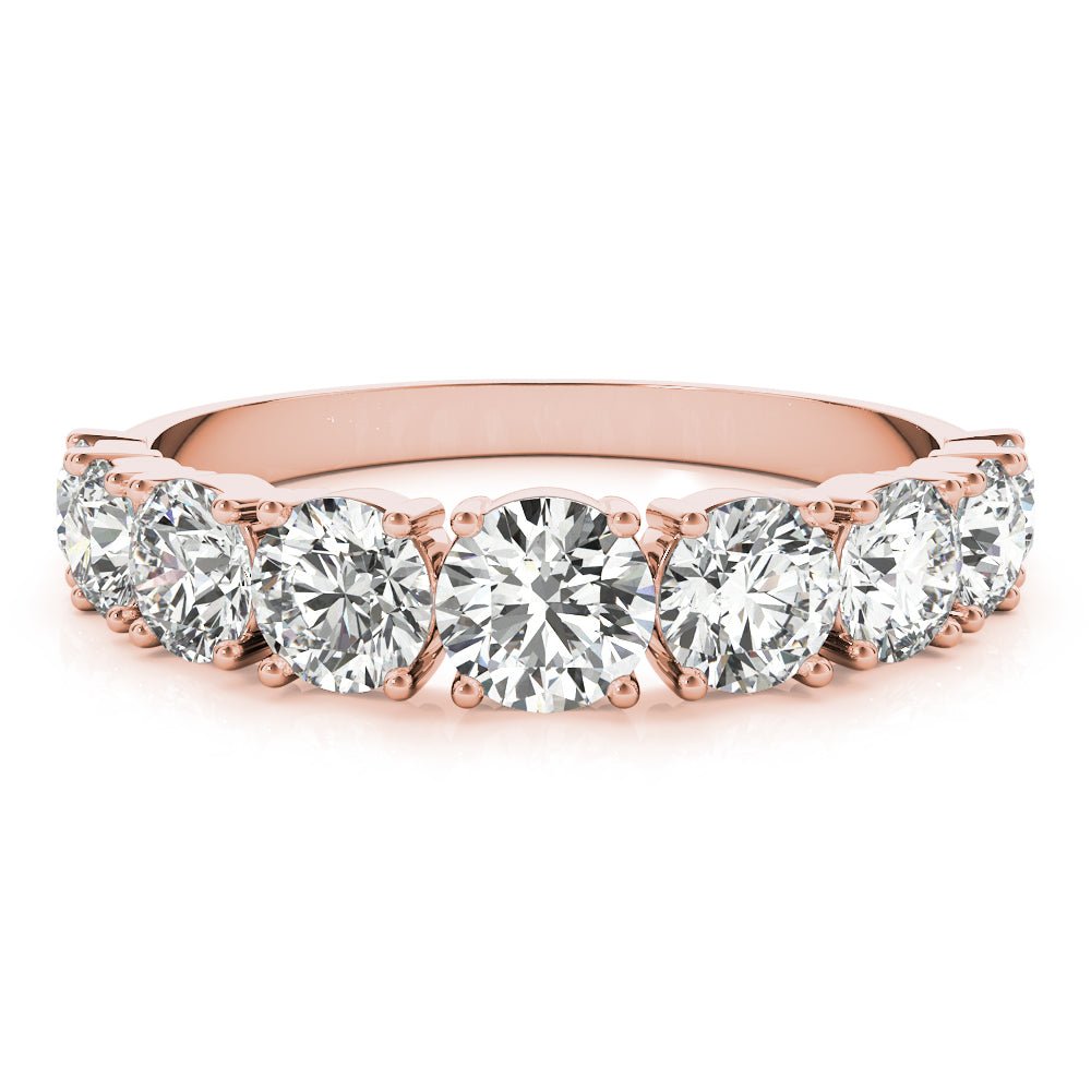 Luxurious 9 Stone Round Prong - Set Diamond Wedding Band - Diamonds By Rothschild