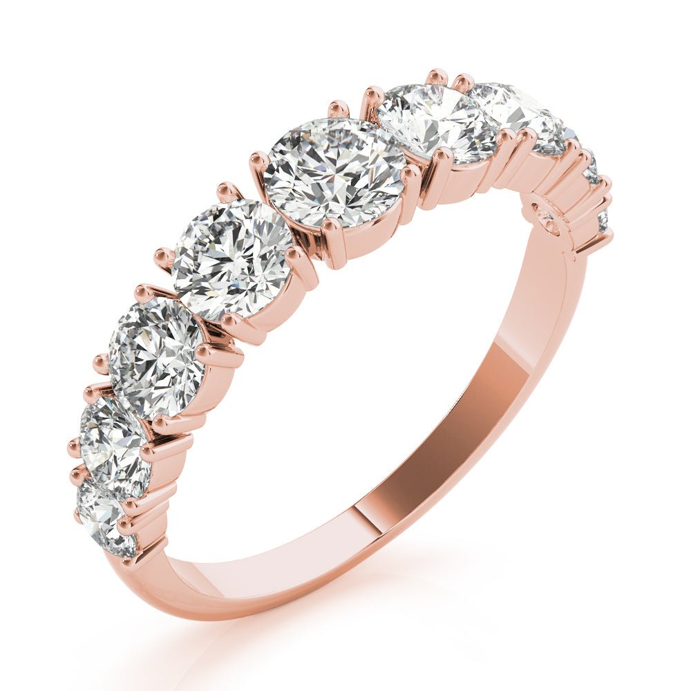 Luxurious 9 Stone Round Prong - Set Diamond Wedding Band - Diamonds By Rothschild