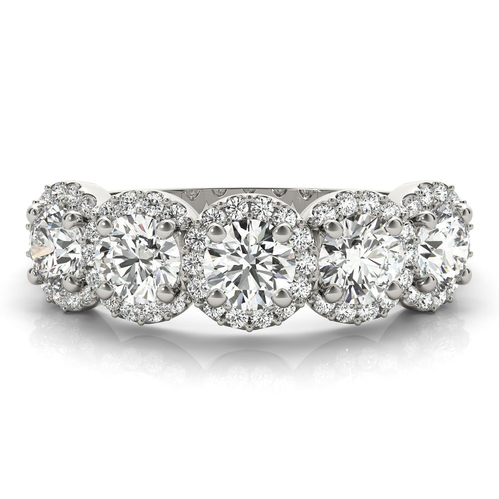 Luxurious & Dazzling Round Halo Diamond Pavé Wedding Ring - Diamonds By Rothschild