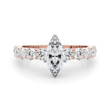 Marquise Center Large Pavé Engagement Ring - Diamonds By Rothschild