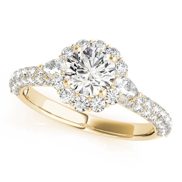 Multi - Row Pavé Shank Halo Engagement Ring - Diamonds By Rothschild