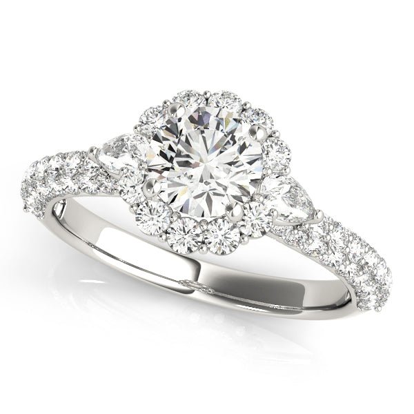 Multi - Row Pavé Shank Halo Engagement Ring - Diamonds By Rothschild