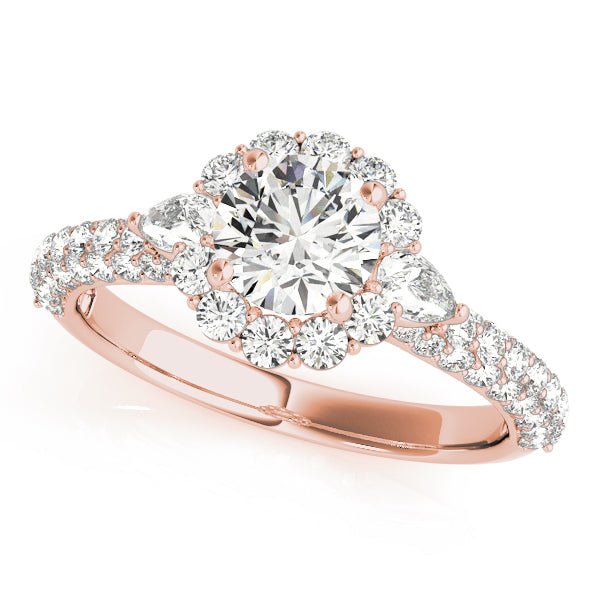 Multi - Row Pavé Shank Halo Engagement Ring - Diamonds By Rothschild