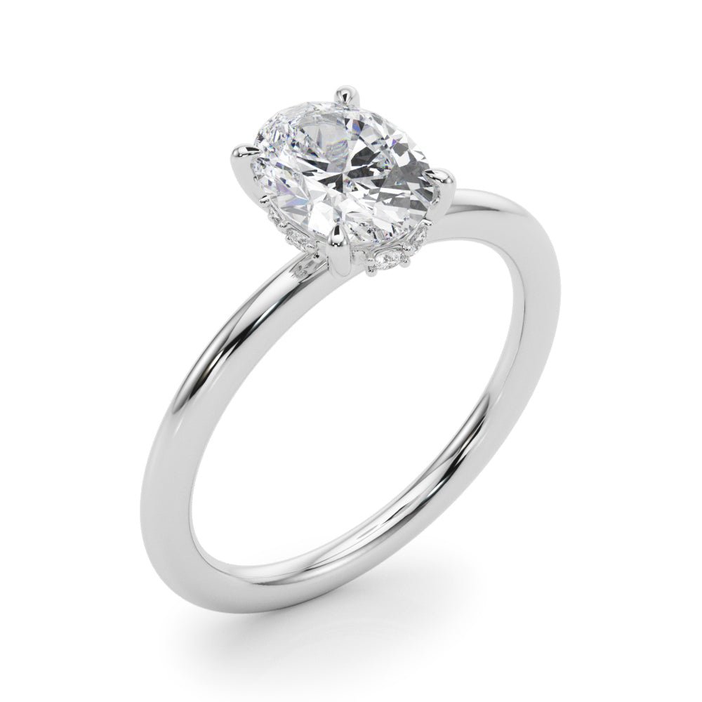 Oval Center Hidden Halo Engagement Ring - Diamonds By Rothschild