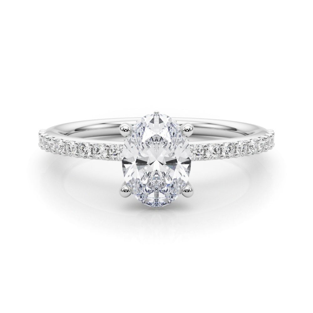 Oval Center Hidden Halo Pavé Engagement Ring - Diamonds By Rothschild