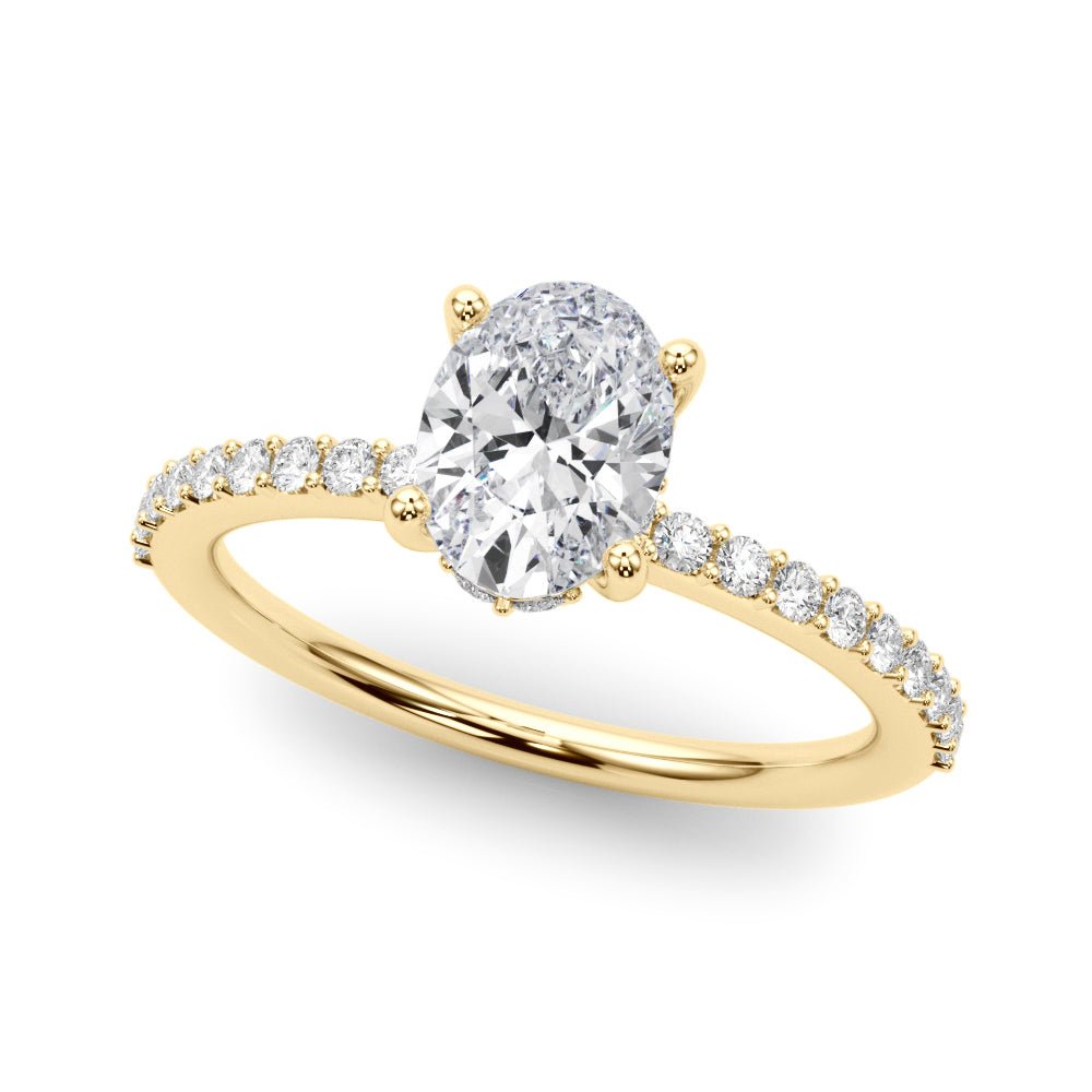Oval Center Hidden Halo Pavé Engagement Ring - Diamonds By Rothschild