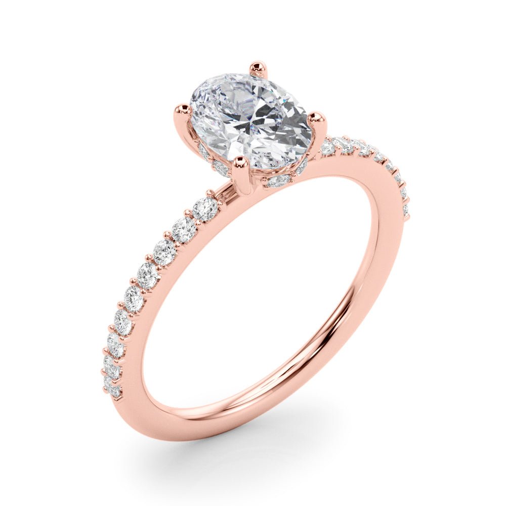 Oval Center Hidden Halo Pavé Engagement Ring - Diamonds By Rothschild