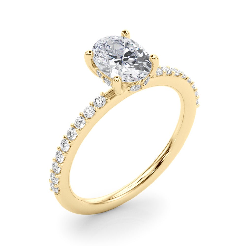 Oval Center Hidden Halo Pavé Engagement Ring - Diamonds By Rothschild