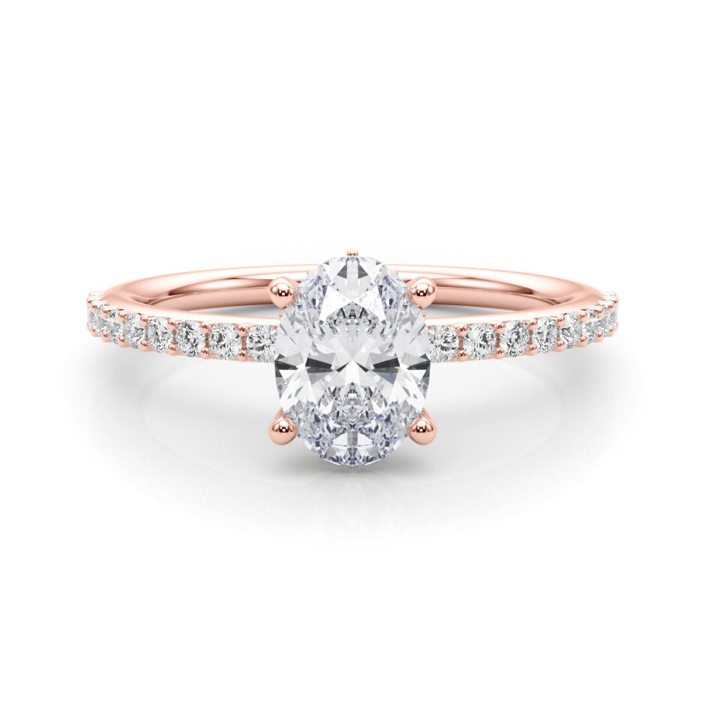Oval Center Hidden Halo Pavé Engagement Ring - Diamonds By Rothschild