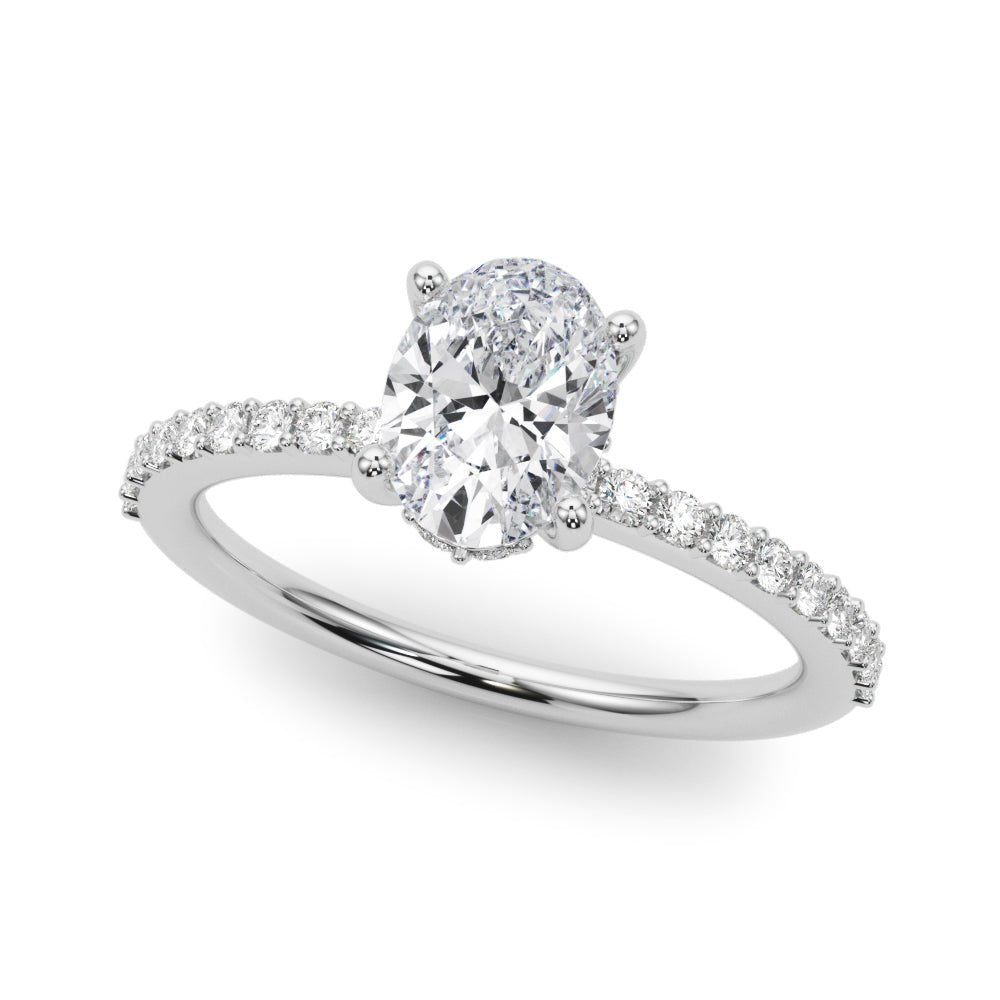 Oval Center Hidden Halo Pavé Engagement Ring - Diamonds By Rothschild