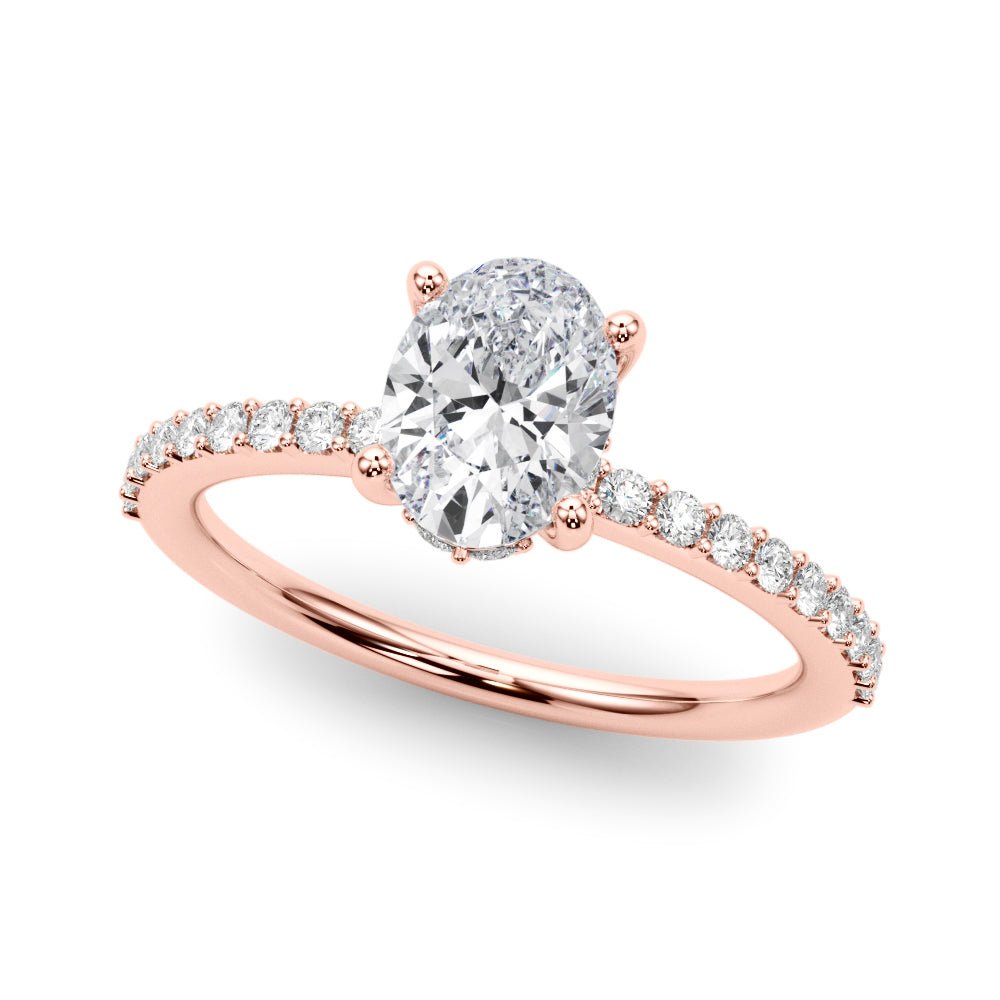 Oval Center Hidden Halo Pavé Engagement Ring - Diamonds By Rothschild